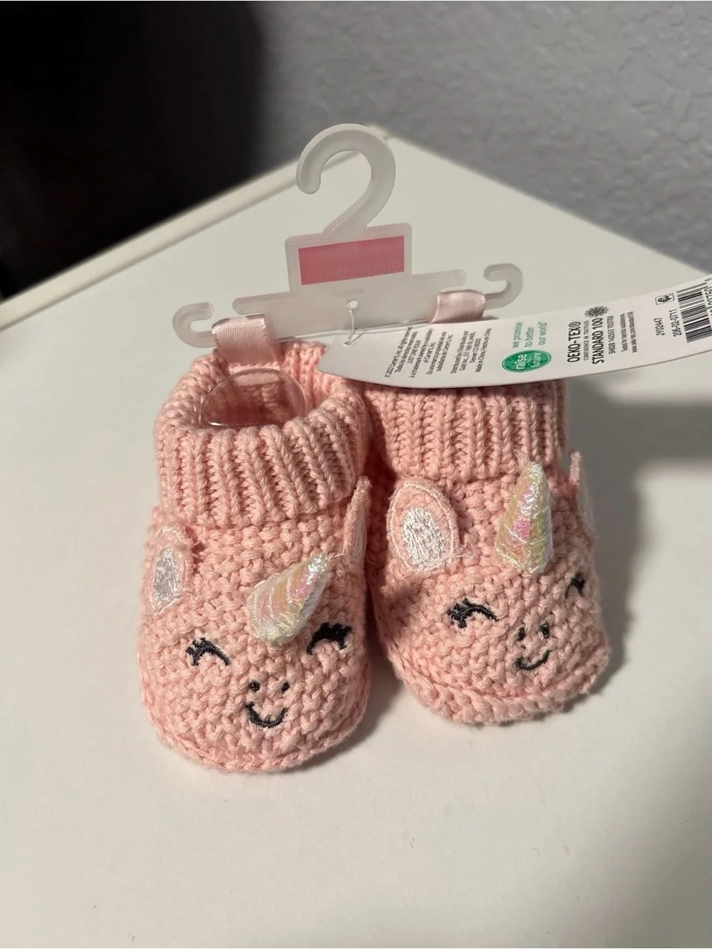 Carter's Knit Unicorn Baby Booties - Light Pink